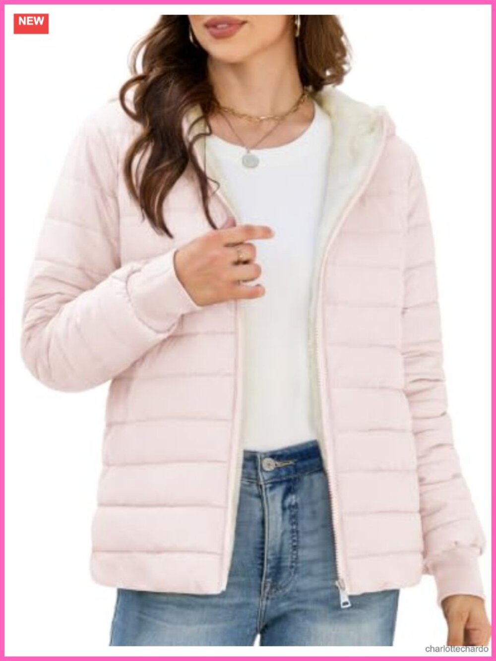 Women's Packable Lightweight Puffer Jacket Hood Fleece Lined Zip